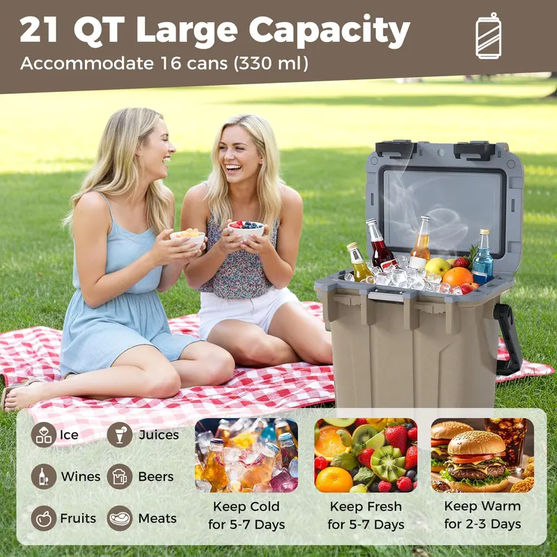 Goplus 21 QT ultraleichter, spritzgegossener Kühler mit Griffen und Flaschenöffner