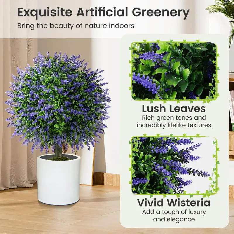 GoPlus 22" künstliche Wisteria-Topiary-Kugel mit lebensechten Wisteria-Blüten