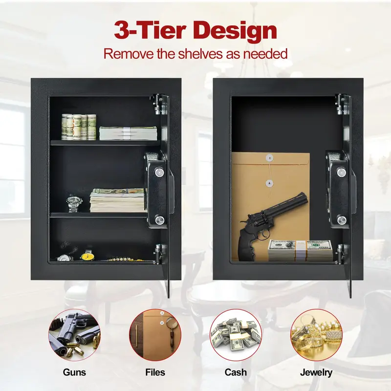 Goplus 22"-Wandsafe mit elektronischem Schloss, hochwertiger Einbausafe für den Einbau zwischen den Holzständern, versteckter Wandsafe