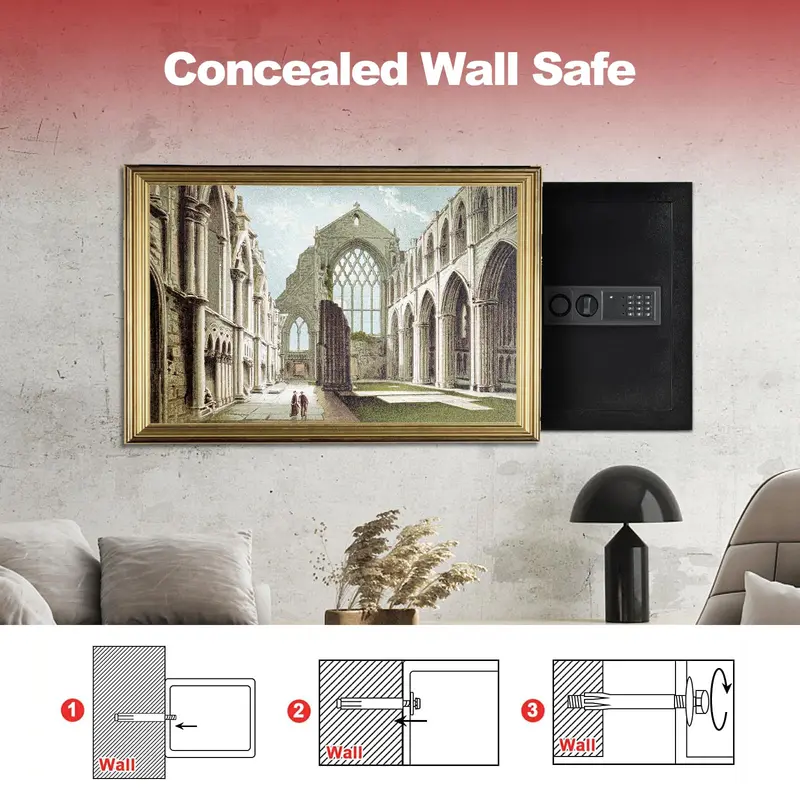 Goplus 22"-Wandsafe mit elektronischem Schloss, hochwertiger Einbausafe für den Einbau zwischen den Holzständern, versteckter Wandsafe