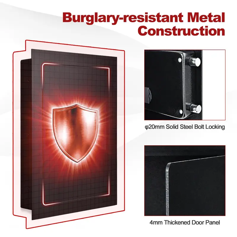 Goplus 22"-Wandsafe mit elektronischem Schloss, hochwertiger Einbausafe für den Einbau zwischen den Holzständern, versteckter Wandsafe
