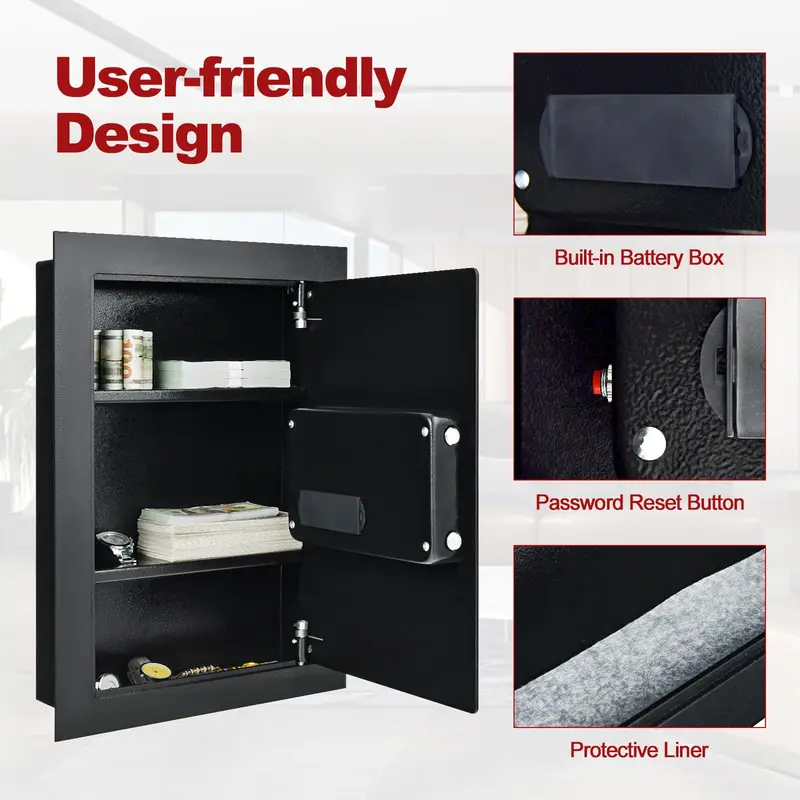 Goplus 22"-Wandsafe mit elektronischem Schloss, hochwertiger Einbausafe für den Einbau zwischen den Holzständern, versteckter Wandsafe