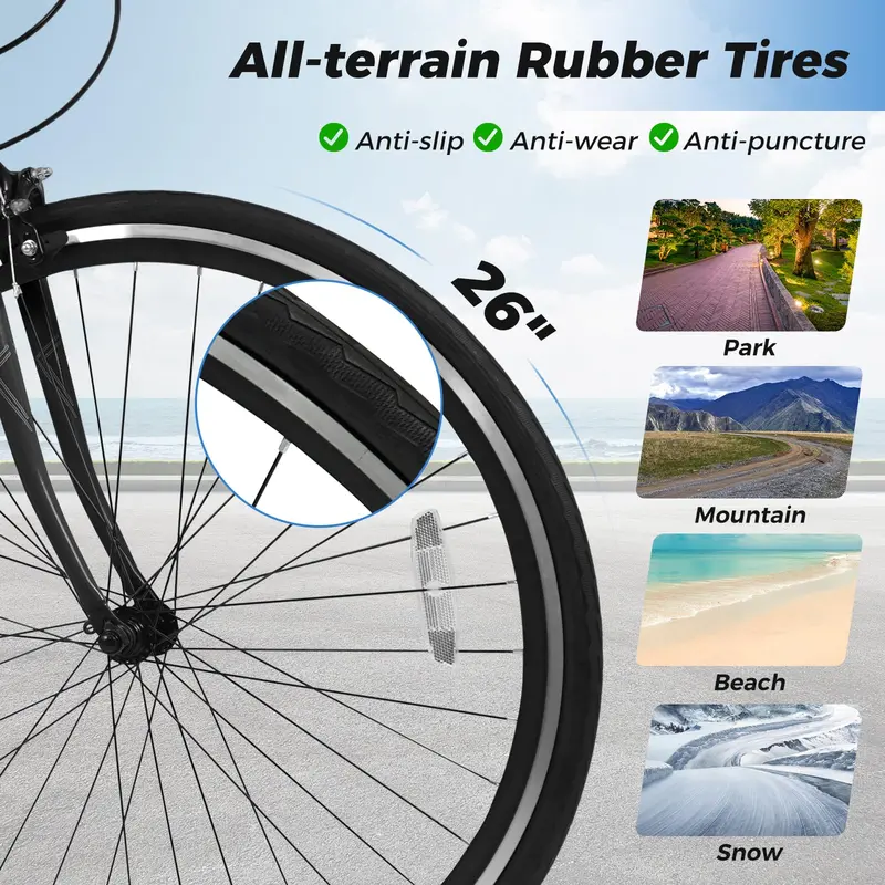Goplus 26"-Mountainbike mit 6-Gang-Antrieb, vorderer und hinterer Doppelbremse