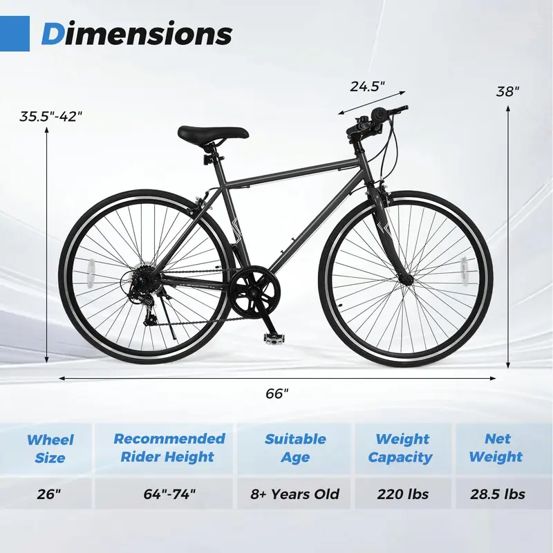 Goplus 26"-Mountainbike mit 6-Gang-Antrieb, vorderer und hinterer Doppelbremse