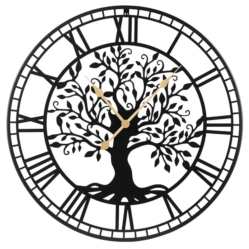 Goplus 27"-Wanduhr „Baum des Lebens“ aus Metall | Batteriebetriebene Wanddekoration 2