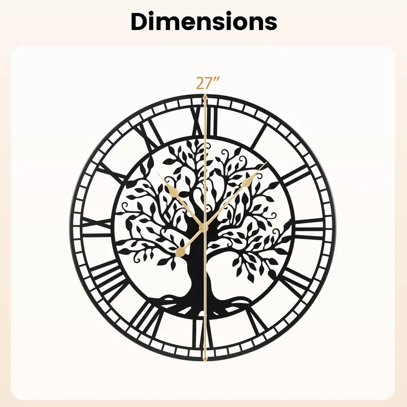 Goplus 27"-Wanduhr „Baum des Lebens“ aus Metall | Batteriebetriebene Wanddekoration