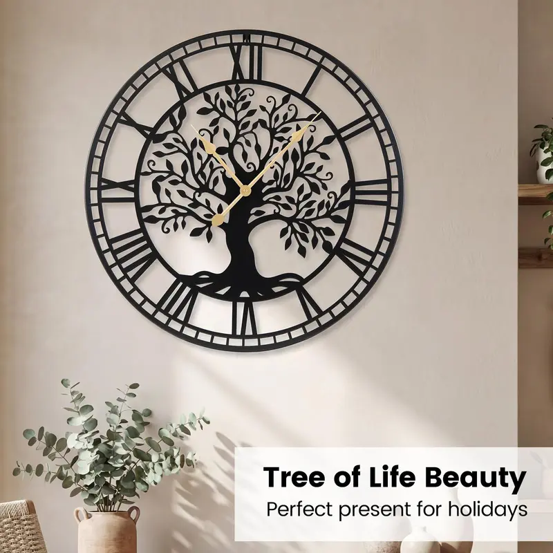 Goplus 27"-Wanduhr „Baum des Lebens“ aus Metall | Batteriebetriebene Wanddekoration