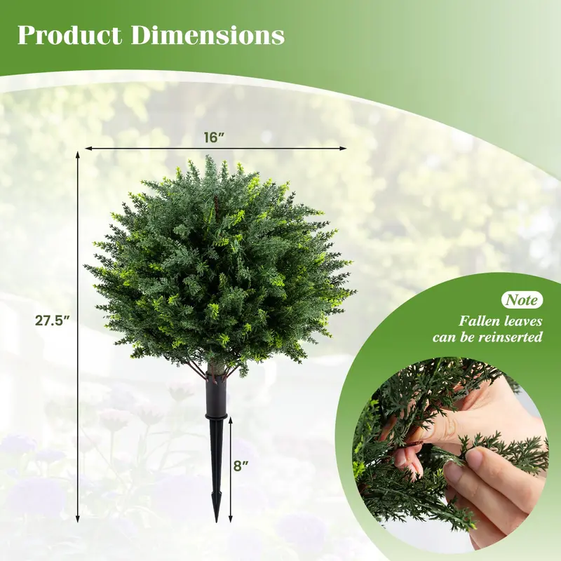 GoPlus 27,5" künstliche Zypressen-Topiary-Bäume, Set mit 2 Stück für Eingangsbereich, Terrasse und Wohnraum-Dekoration