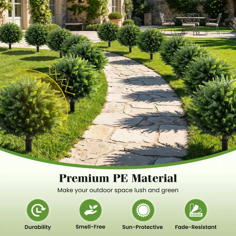 GoPlus 27,5" künstliche Zypressen-Topiary-Bäume, Set mit 2 Stück für Eingangsbereich, Terrasse und Wohnraum-Dekoration