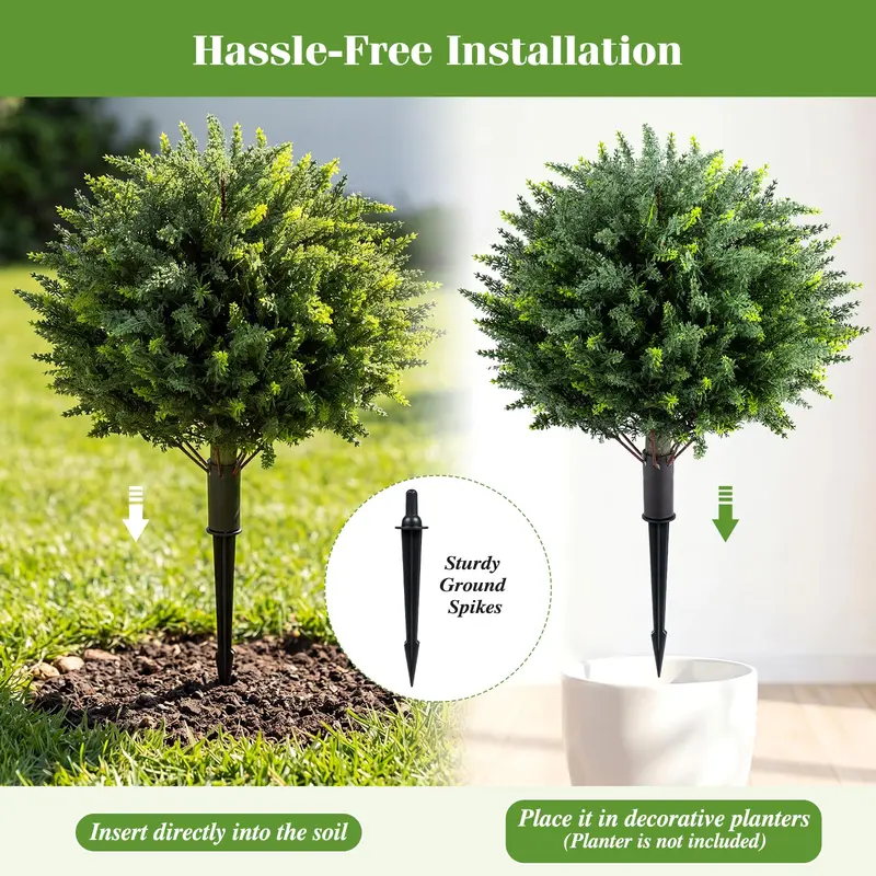 GoPlus 27,5" künstliche Zypressen-Topiary-Bäume, Set mit 2 Stück für Eingangsbereich, Terrasse und Wohnraum-Dekoration