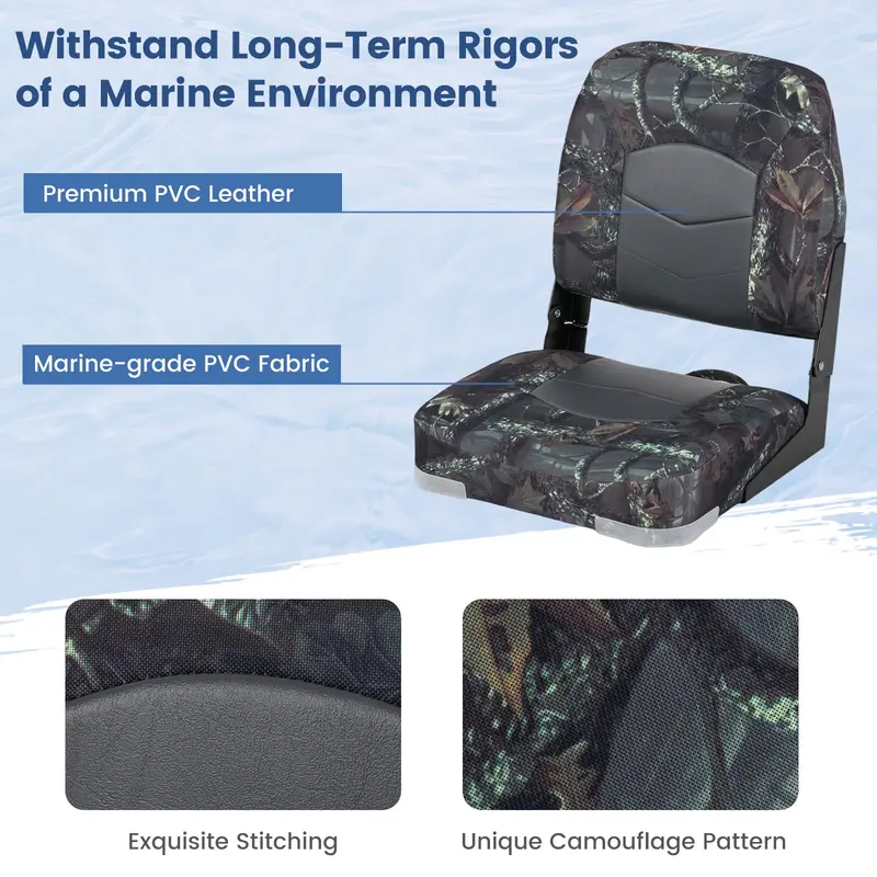 Goplus 2er-Pack – Dunkle Camo-wasserdichte Bootssitze für Kapitäne und Angler