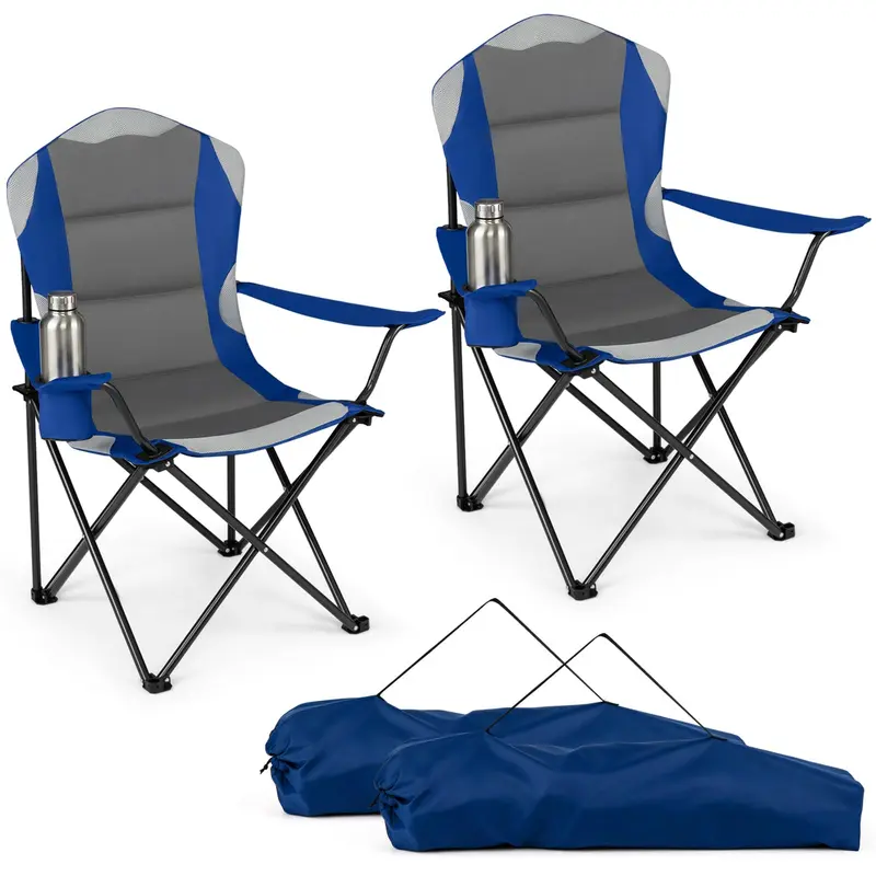 Goplus 2er-Pack klappbare Campingstühle | Tragkraft bis 150 kg für Erwachsene – ideal für Angeln, Rasen und Strand