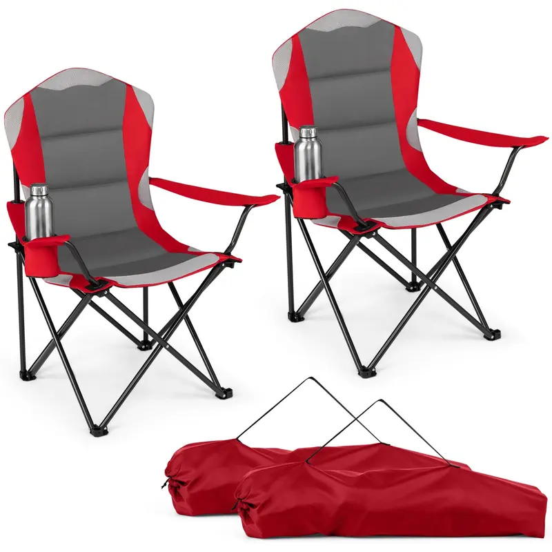 Goplus 2er-Pack klappbare Campingstühle | Tragkraft bis 150 kg für Erwachsene – ideal für Angeln, Rasen und Strand