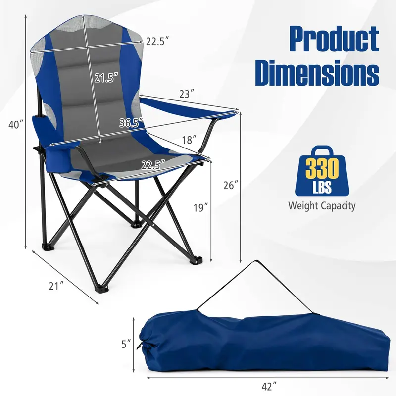 Goplus 2er-Pack klappbare Campingstühle | Tragkraft bis 150 kg für Erwachsene – ideal für Angeln, Rasen und Strand