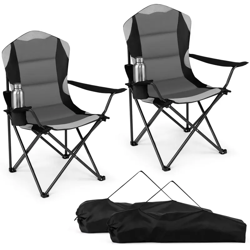 Goplus 2er-Pack klappbare Campingstühle | Tragkraft bis 150 kg für Erwachsene – ideal für Angeln, Rasen und Strand