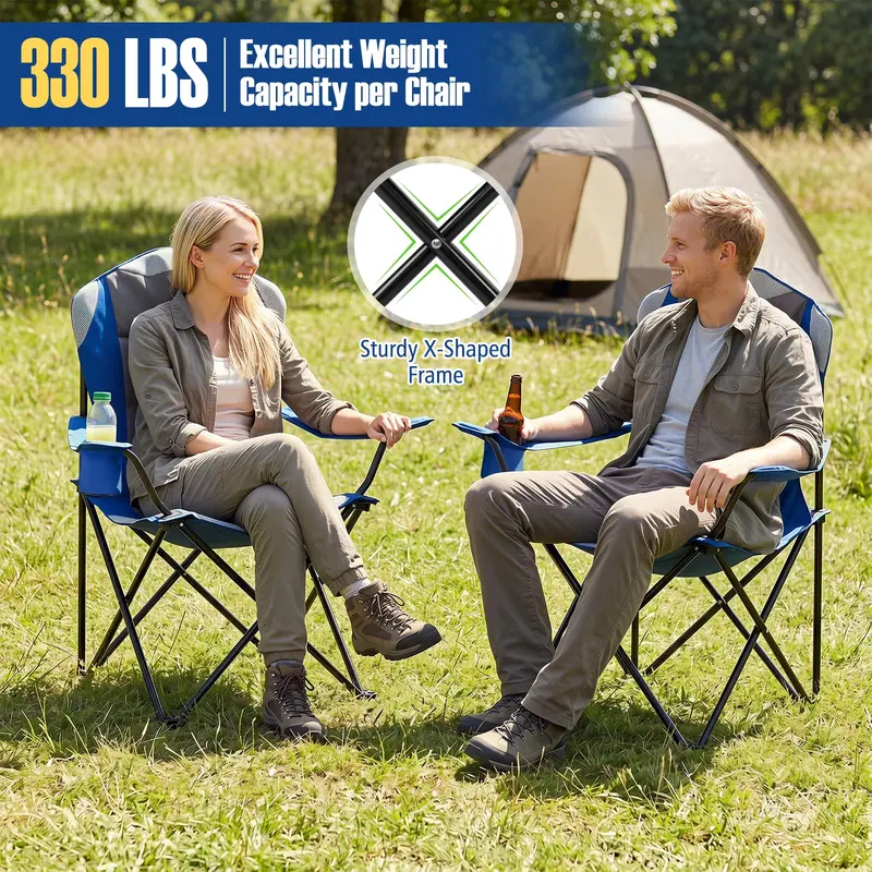 Goplus 2er-Pack klappbare Campingstühle | Tragkraft bis 150 kg für Erwachsene – ideal für Angeln, Rasen und Strand