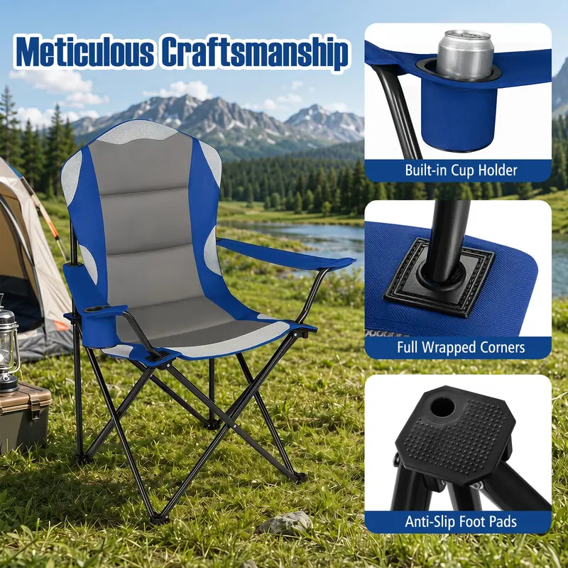 Goplus 2er-Pack klappbare Campingstühle | Tragkraft bis 150 kg für Erwachsene – ideal für Angeln, Rasen und Strand