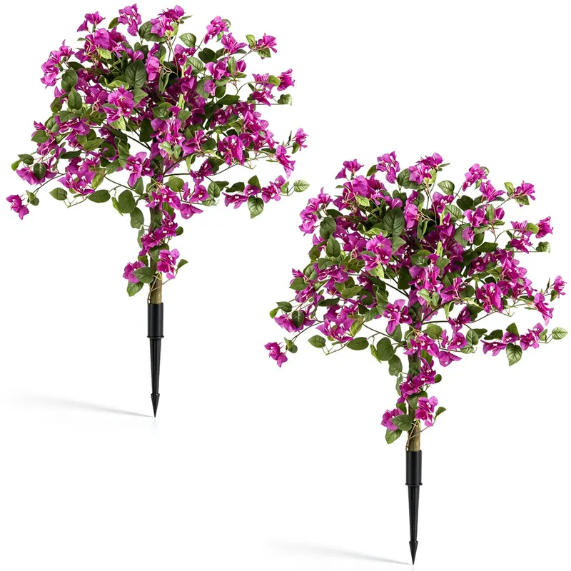 Goplus 2er-Pack künstliche Bougainvillea-Bäume | 43,5" sonnengeschützte künstliche Seidenblumenpflanzen