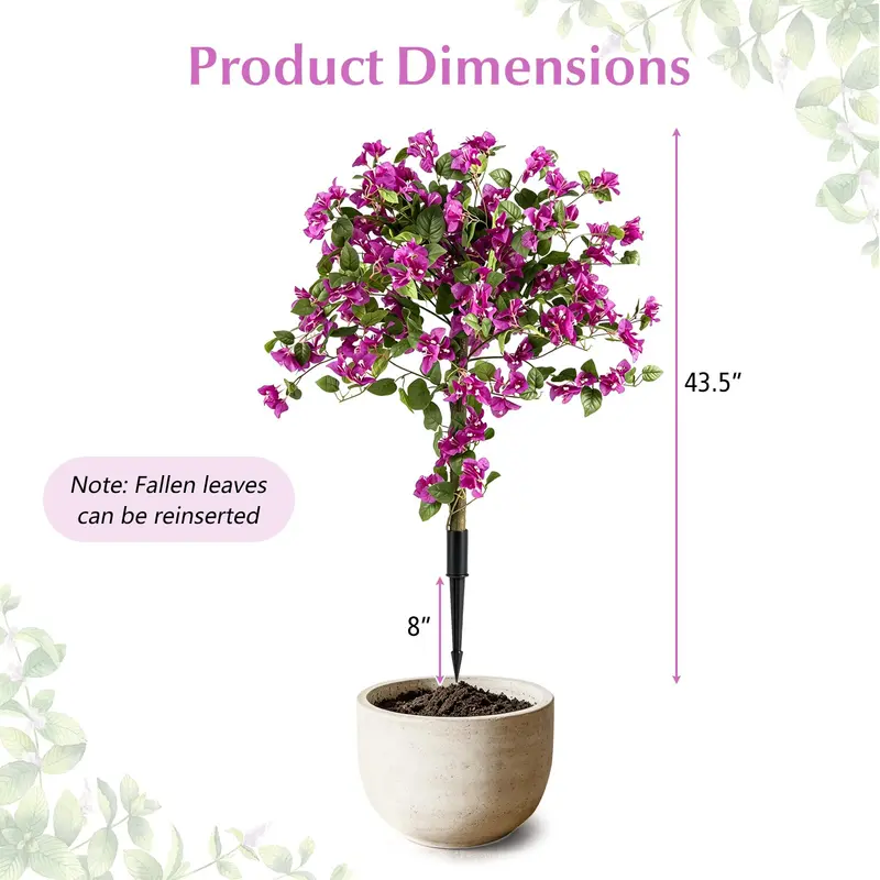Goplus 2er-Pack künstliche Bougainvillea-Bäume | 43,5" sonnengeschützte künstliche Seidenblumenpflanzen