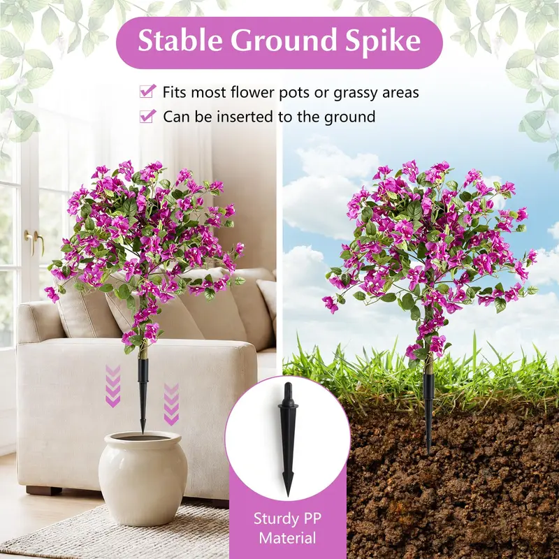 Goplus 2er-Pack künstliche Bougainvillea-Bäume | 43,5" sonnengeschützte künstliche Seidenblumenpflanzen