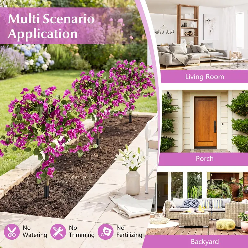 Goplus 2er-Pack künstliche Bougainvillea-Bäume | 43,5" sonnengeschützte künstliche Seidenblumenpflanzen