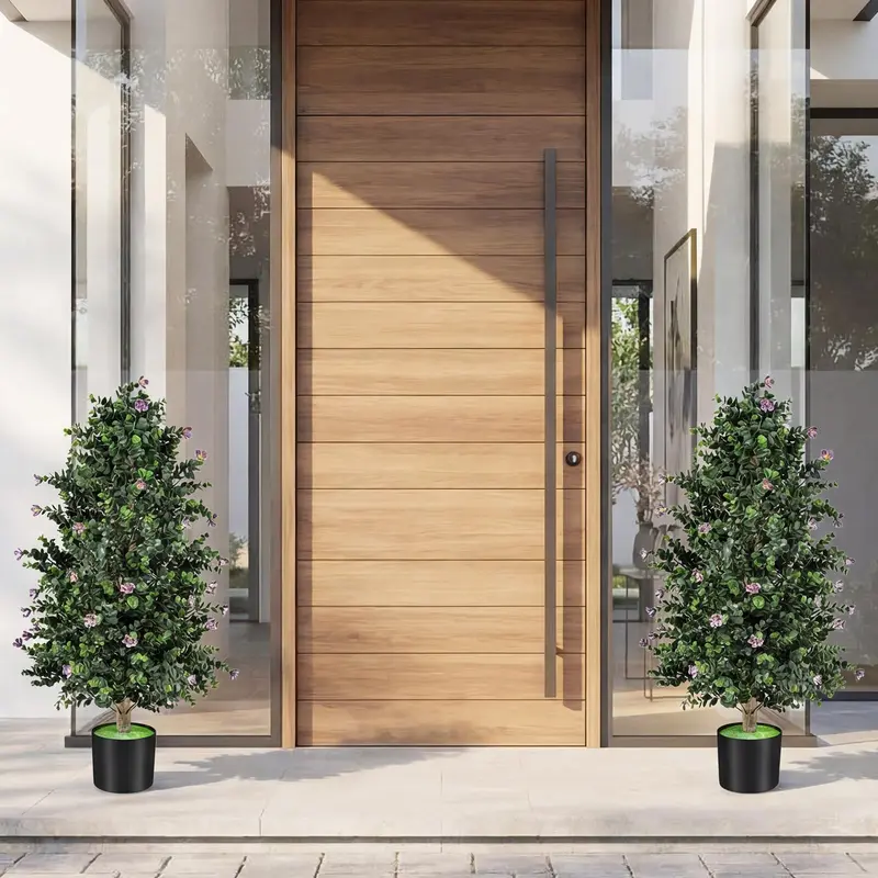 Goplus 2er-Pack künstlicher Topiary-Kegelbaum, 91 cm, mit 49 Blüten