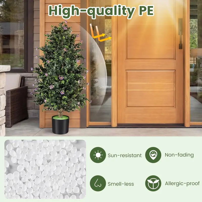 Goplus 2er-Pack künstlicher Topiary-Kegelbaum, 91 cm, mit 49 Blüten