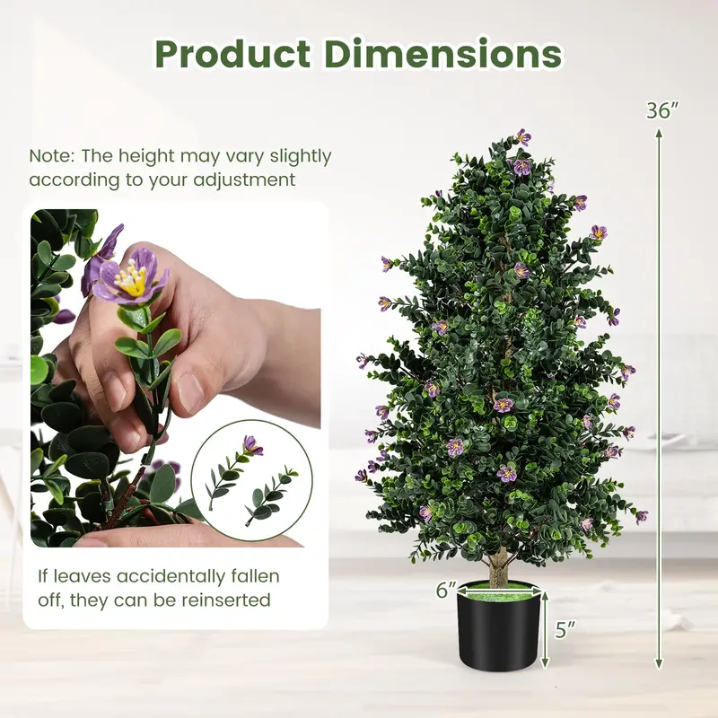Goplus 2er-Pack künstlicher Topiary-Kegelbaum, 91 cm, mit 49 Blüten