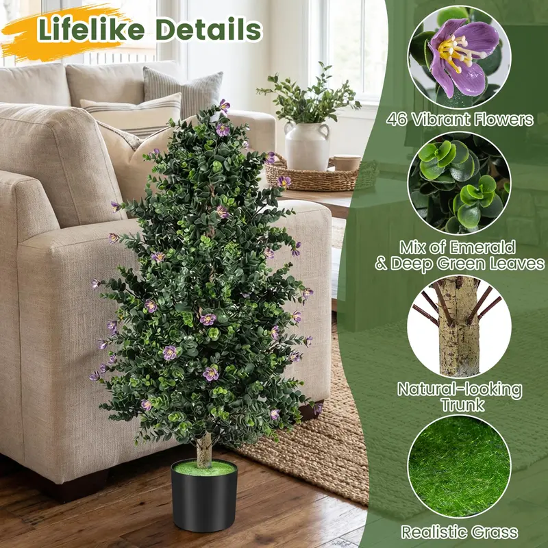 Goplus 2er-Pack künstlicher Topiary-Kegelbaum, 91 cm, mit 49 Blüten