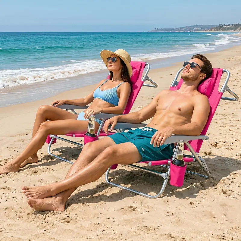 Goplus 2er-Pack Strandstuhl für Erwachsene | Leichter, klappbarer Strandstuhl mit 7-Positionen-Lehne 2