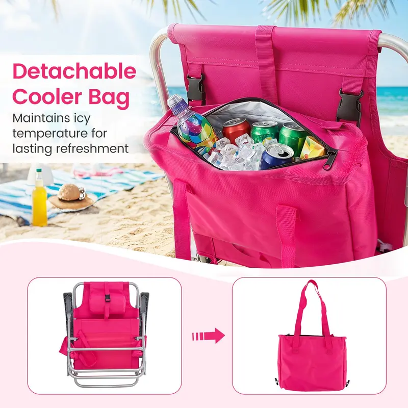 Goplus 2er-Pack Strandstuhl für Erwachsene | Leichter, klappbarer Strandstuhl mit 7-Positionen-Lehne