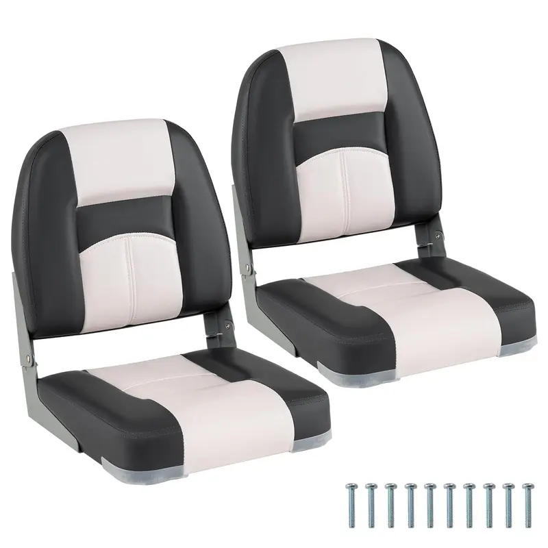 Goplus 2er-Set Bootsitze mit dickem Schaumstoffpolster und Befestigungsbolzen – Grau