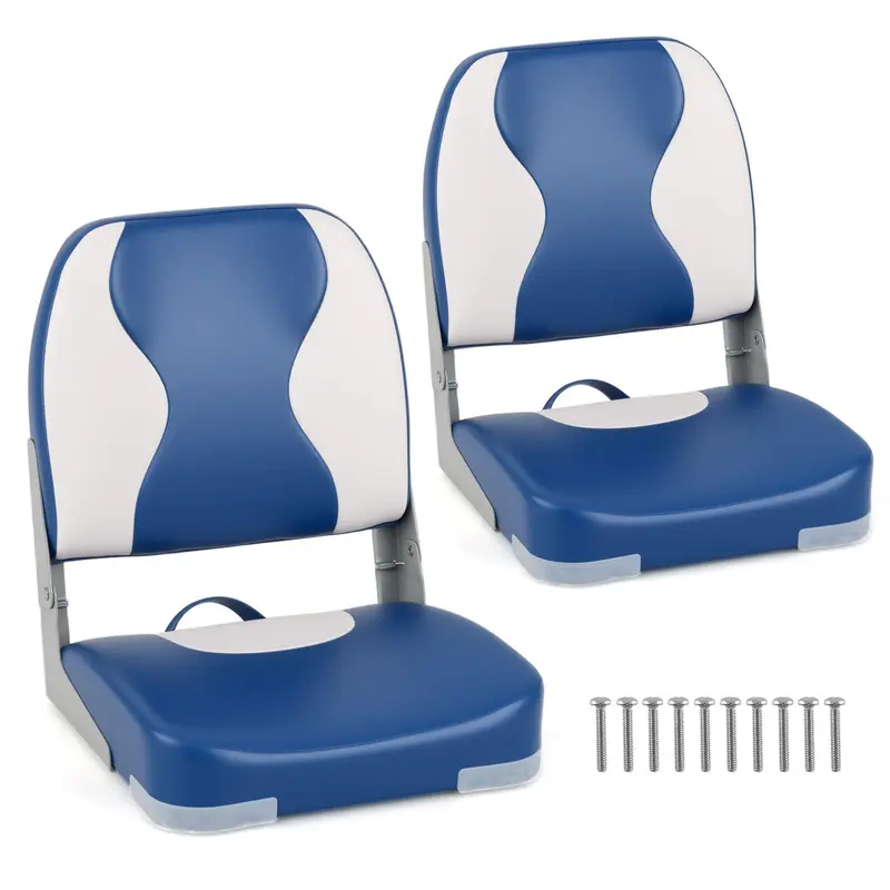 Goplus 2er-Set Bootssitze mit dickem Schaumstoffpolster – Wellenmuster in Blau