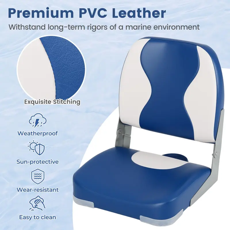 Goplus 2er-Set Bootssitze mit dickem Schaumstoffpolster – Wellenmuster in Blau