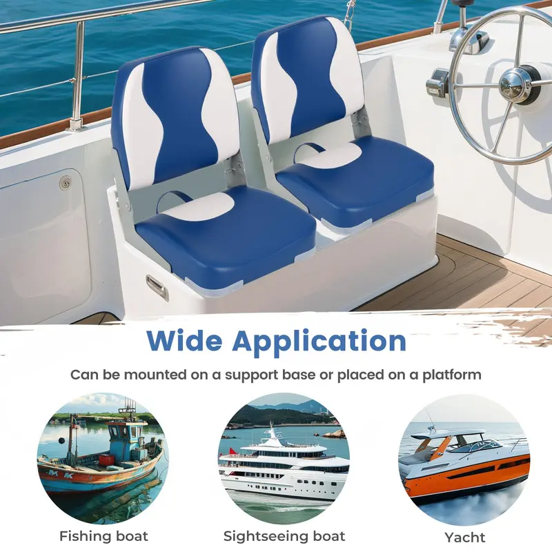 Goplus 2er-Set Bootssitze mit dickem Schaumstoffpolster – Wellenmuster in Blau