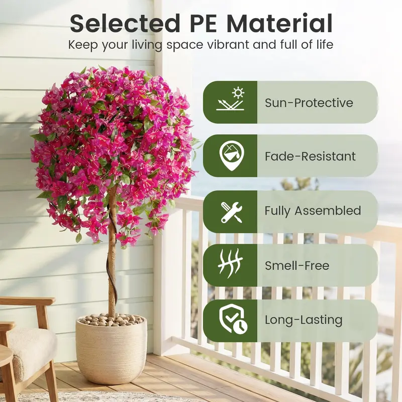 Goplus 2er-Set künstliche Azaleenbäume mit lebendigen blühenden Blüten für Indoor- und Outdoor-Dekoration