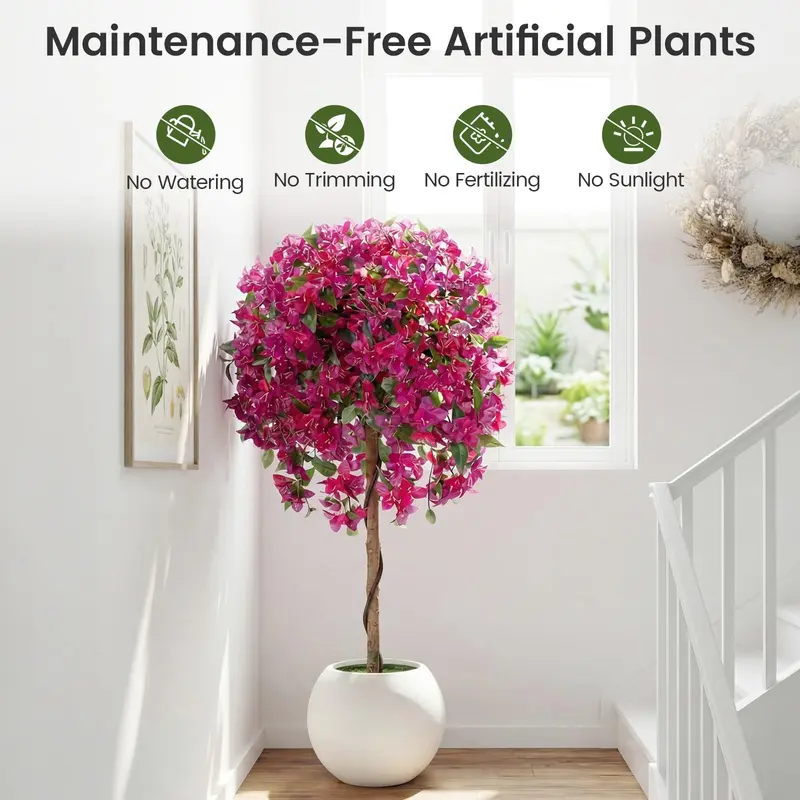 Goplus 2er-Set künstliche Azaleenbäume mit lebendigen blühenden Blüten für Indoor- und Outdoor-Dekoration