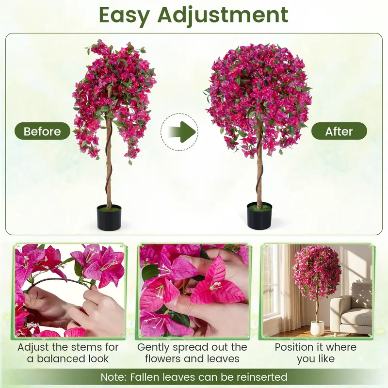 Goplus 2er-Set künstliche Azaleenbäume mit lebendigen blühenden Blüten für Indoor- und Outdoor-Dekoration