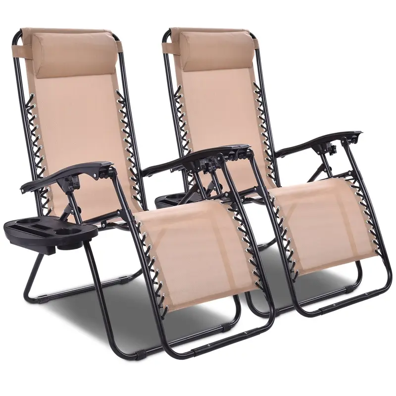 Goplus 2er-Set Zero-Gravity-Stühle, Liegestuhl für Terrasse und Garten, klappbar