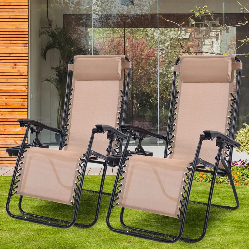 Goplus 2er-Set Zero-Gravity-Stühle, Liegestuhl für Terrasse und Garten, klappbar 2