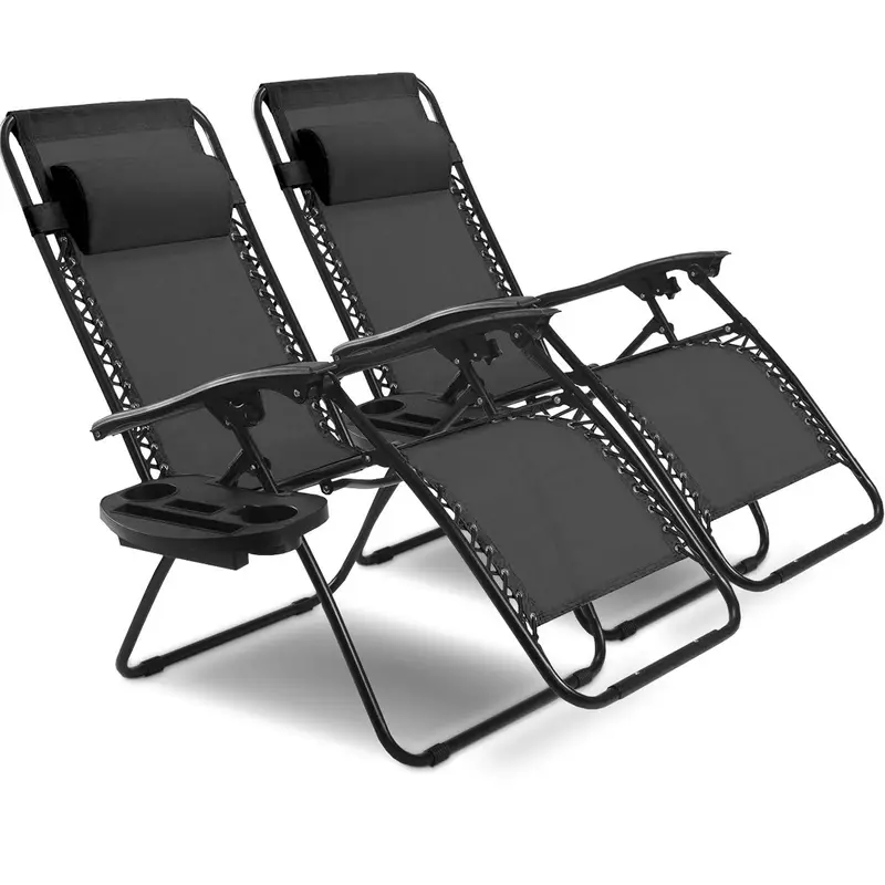 Goplus 2er-Set Zero-Gravity-Stühle, Liegestuhl für Terrasse und Garten, klappbar