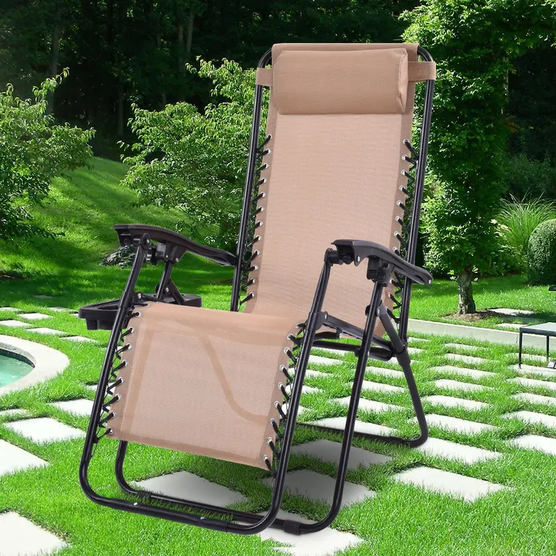 Goplus 2er-Set Zero-Gravity-Stühle, Liegestuhl für Terrasse und Garten, klappbar