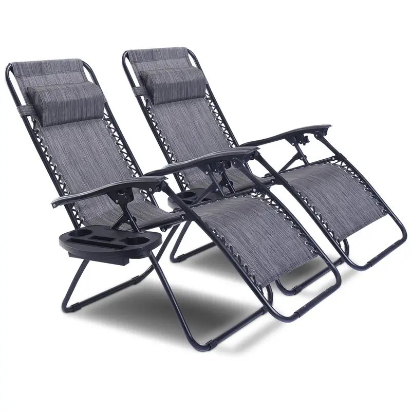 Goplus 2er-Set Zero-Gravity-Stühle, Liegestuhl für Terrasse und Garten, klappbar