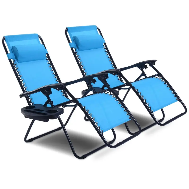 Goplus 2er-Set Zero-Gravity-Stühle, Liegestuhl für Terrasse und Garten, klappbar