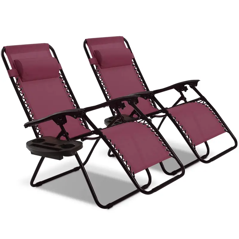 Goplus 2er-Set Zero-Gravity-Stühle, Liegestuhl für Terrasse und Garten, klappbar