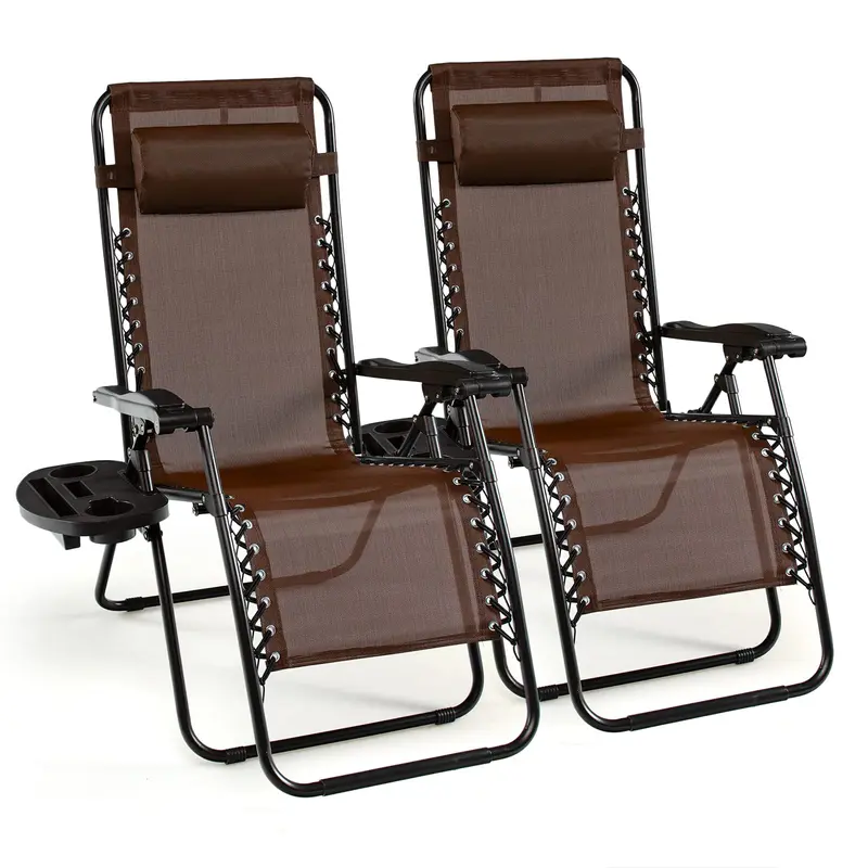 Goplus 2er-Set Zero-Gravity-Stühle, Liegestuhl für Terrasse und Garten, klappbar