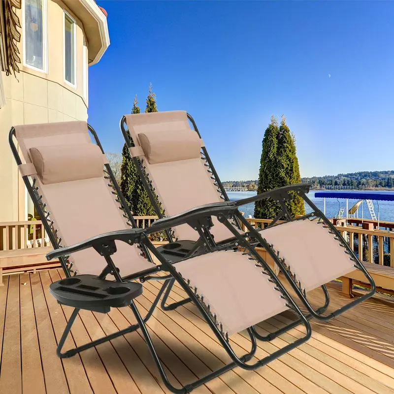 Goplus 2er-Set Zero-Gravity-Stühle, Liegestuhl für Terrasse und Garten, klappbar