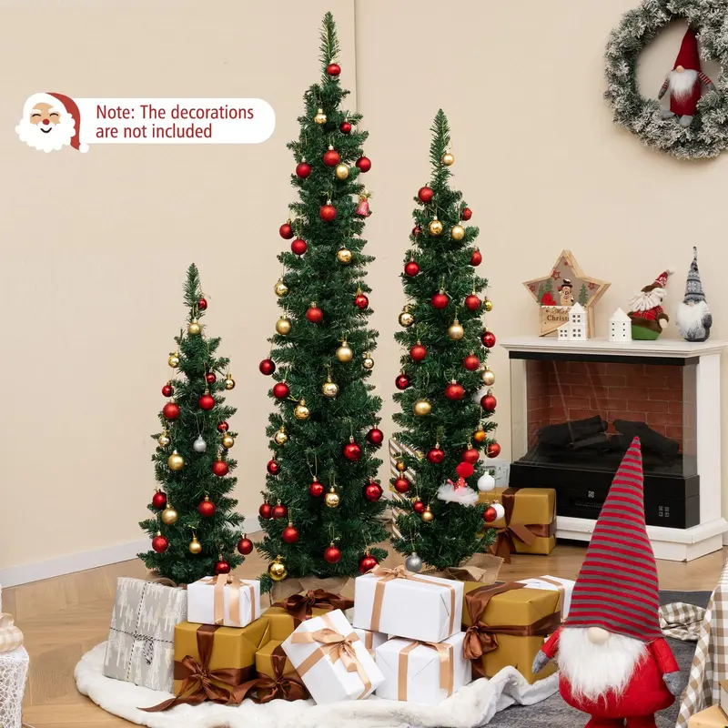 GoPlus 3', 4', 5' vorgefertigte künstliche Weihnachtsbaum-Sets (3 Stück) 2