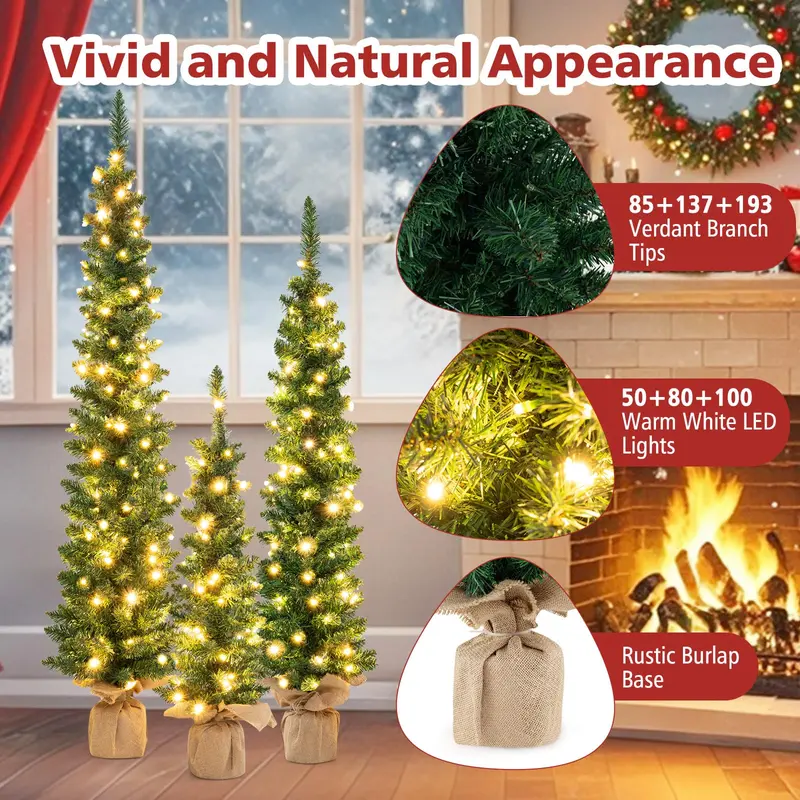 GoPlus 3', 4', 5' vorgefertigte künstliche Weihnachtsbaum-Sets (3 Stück)