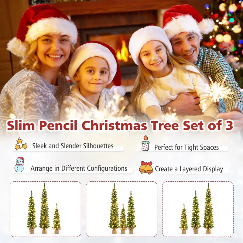 GoPlus 3', 4', 5' vorgefertigte künstliche Weihnachtsbaum-Sets (3 Stück)